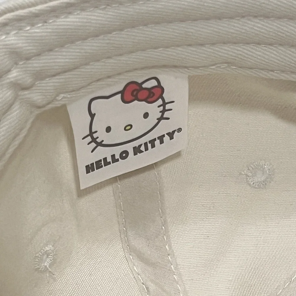 Hello Kitty Embroidered Face Women Adjustable Baseball‎ Cap Off White Hat